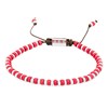 Bracelet Homme ajustable acier et perles de rocaille rouge 'RED DISK STONE' - vue V1