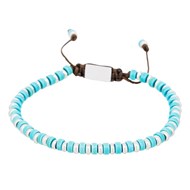Bracelet Homme perles d'acier et de rocaille turquoise 'BLUE DISK STONE'