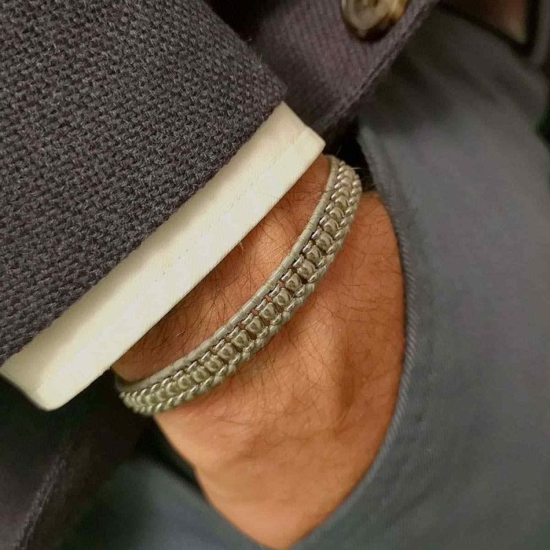 Bracelet Homme acier et cuir gris 'GREY WAX CORD' - vue 3