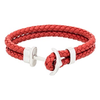 Bracelet Homme double tour cuir rouge 'ANCHOR'
