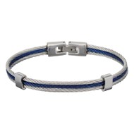 Bracelet Homme triple cable acier Bicolore Bleu et Gris 'DAIKO'