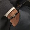 Bracelet Homme élastique acier tête de mort et pierres noires 'Dark Side' - vue V2