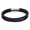 Bracelet Homme double cordon en cuir bleu 'Theron' Taille M - vue V1