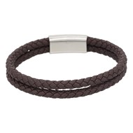 Bracelet Homme double cordon en cuir marron 'Ventar' Taille L