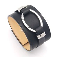 Bracelet manchette cuir noir LO'S BIJOUX