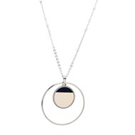 Collier fin pendentif rond en cuir noir et rose LO'S BIJOUX