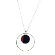 Collier pendentif rond en cuir bordeaux et noir LO'S BIJOUX