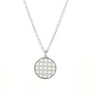 Collier pendentif rond cuir blanc LO'S BIJOUX