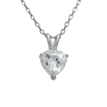 Zirconium oxide heart necklace 925 Rhodium Silver