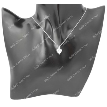 Zirconium oxide heart necklace 925 Rhodium Silver
