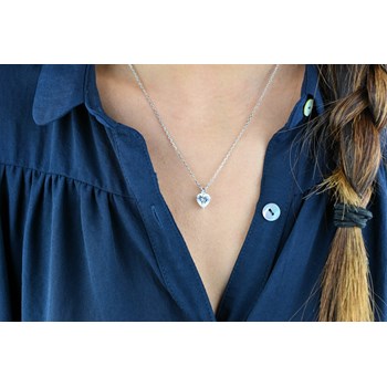 Zirconium oxide heart necklace 925 Rhodium Silver
