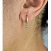 Boucles d'oreilles mini créole sertie d'oxyde de zirconium bleu vert Plaqué or 750 3 microns - vue V2