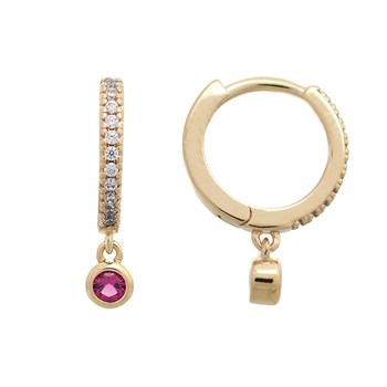 Mini creole earrings set with pink zirconium oxide 750 gold-plated 3 microns