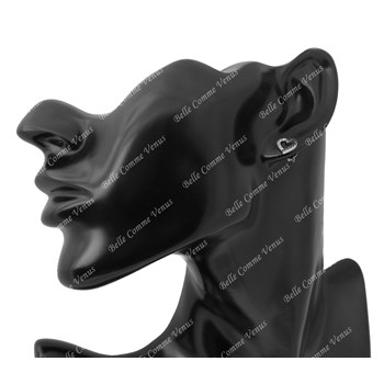 Witte en zwarte zirkoniumoxide hart oorbellen 925 gerhodineerd zilver