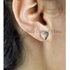 Boucles d'oreilles coeur serti d'oxyde de zirconium blancs et noirs Argent 925 Rhodié - vue V4