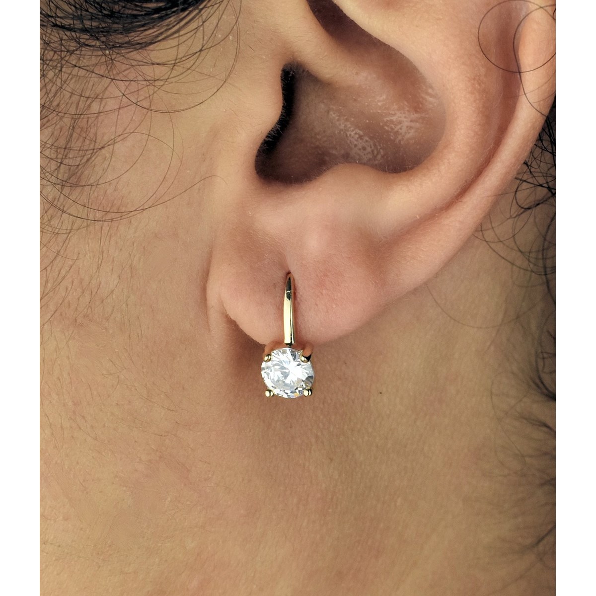 Boucles d'oreilles dormeuse oxyde de zirconium Plaqué or 750 3 microns - vue 2
