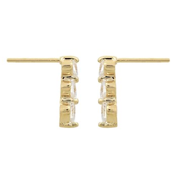 Oorbellen 3 hartjes zirkoniumoxide 750 verguld 3 micron