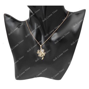 Zirkoniumoxide klavertje geluksbrenger verguld 750 3 micron