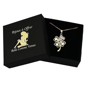 Zirkoniumoxide klavertje geluksbrenger verguld 750 3 micron