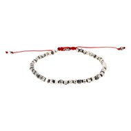 Bracelet Homme 'EDER' avec perles martellées en Argent 925 et cordon rouge