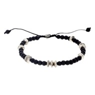 Bracelet Homme 'UNAI' avec perles de pierres noires' et Argent 925