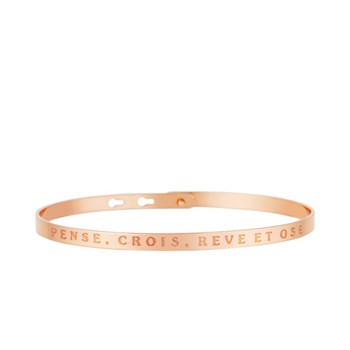 'PENSE, CROIS, REVE ET OSE' Jonc rosé bracelet à message