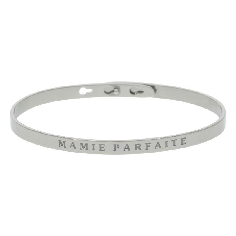 'MAMIE PARFAITE' bracelet jonc argenté à message