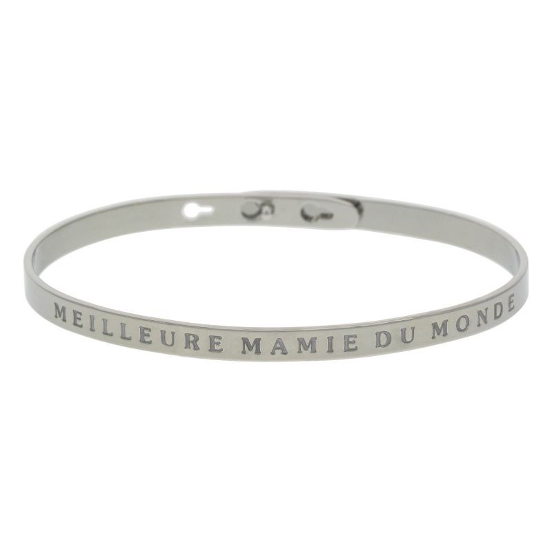 'MEILLEURE MAMIE DU MONDE' bracelet jonc argenté à message