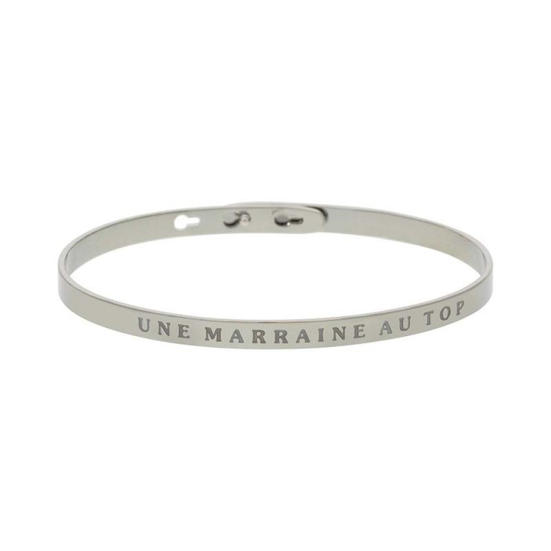 'UNE MARRAINE AU TOP' bracelet jonc argenté à message