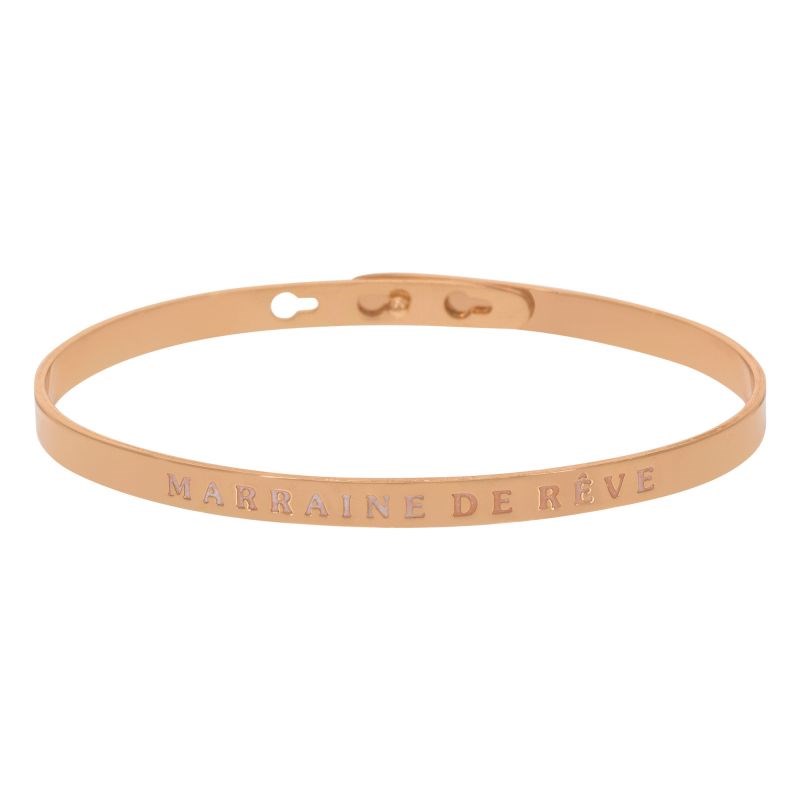 'MARRAINE DE RÊVE' bracelet jonc rosé à message