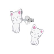 Boucle d'oreille chat en argent 925/1000