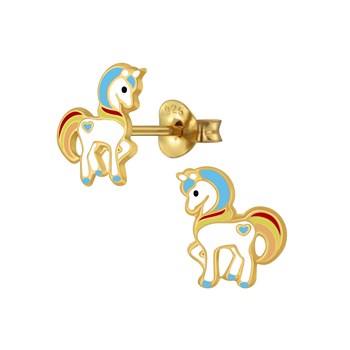 Boucle d'oreille chevaux doré en argent 925/1000