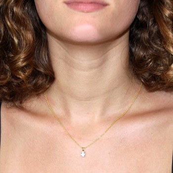 Ketting - Ovaal Geel Zirkonium Gouden Hanger - Vrouw