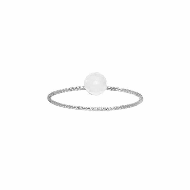 Bague Argent Perle Naturelle Fixe Pierre De Lune Blanche