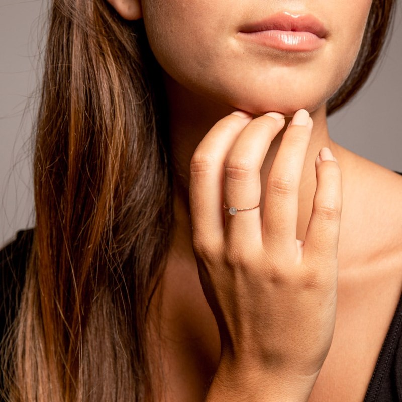 Bague Argent Perle Naturelle Fixe Pierre De Lune Blanche - vue 2