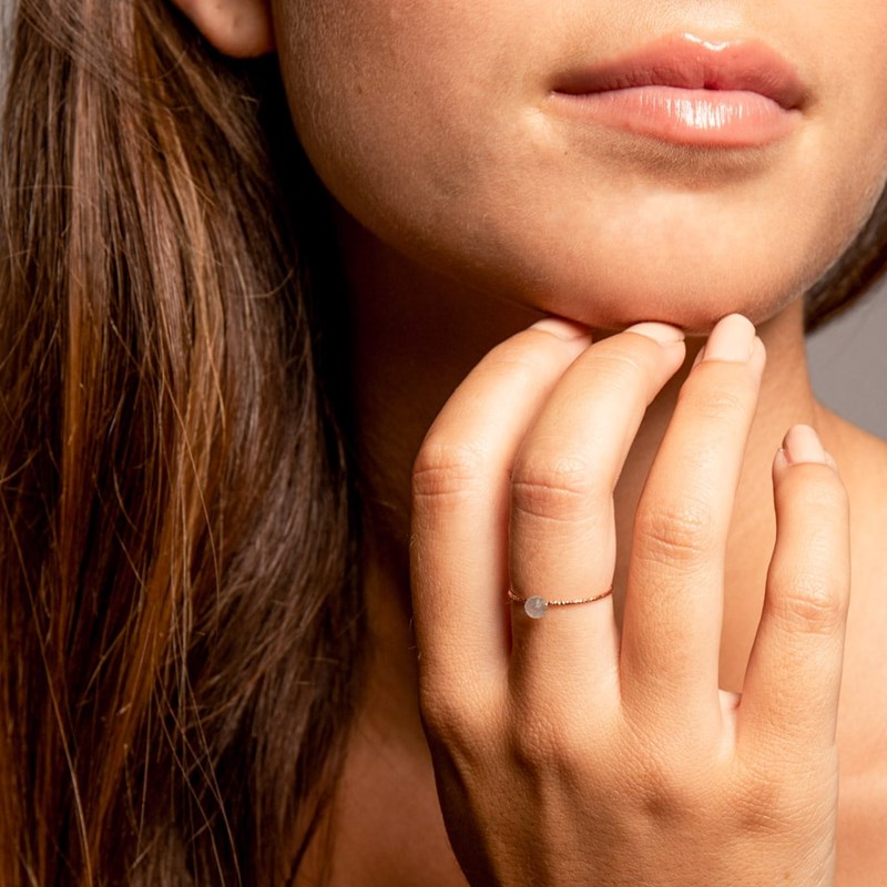 Bague Argent Perle Naturelle Fixe Pierre De Lune Blanche - vue 4