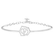 Bracelet Jonc Rose Perlée Argent 925 et Diamant 0,02cts - La Garçonne