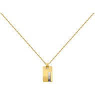 Plaque sur chaîne Christiano en Acier 316L avec diamant blanc
