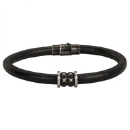 Bracelet Cuir Noir et Acier - Phebus -