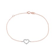 Bracelet Or Bicolore et Zirconiums - Coeur - Femme