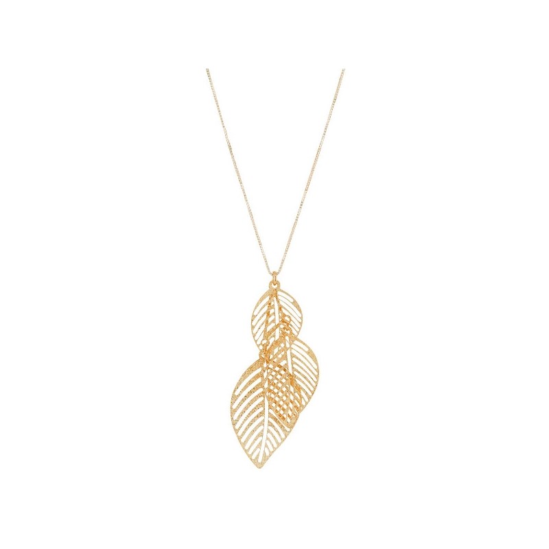 Collier Or Jaune Feuilles - Femme