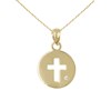Collier - Pendentif Or et Diamant - Médaille Croix- Femme ou Enfant - vue V1