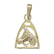 Pendentif cheval étrier et tête de cheval - Plaqué or