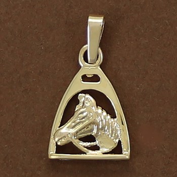 Pendentif cheval étrier et tête de cheval - Plaqué or