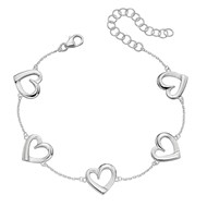 Bracelet 5 petits coeurs en argent 925/1000