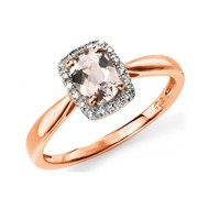 Bague morganite et diamant en or 375/1000