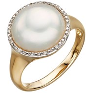 Bague perle et diamant en or 375/1000