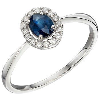 Bague saphir et diamant en or blanc 375/1000
