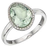 Bague fluorite et diamant en or blanc 375/1000