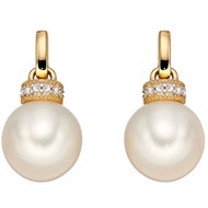 Boucle d'oreille perle et diamant en or 375/1000